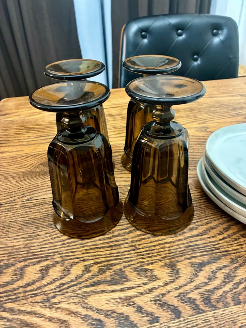 Vintage Brown Tinted Glass Tumblers - Set of 4